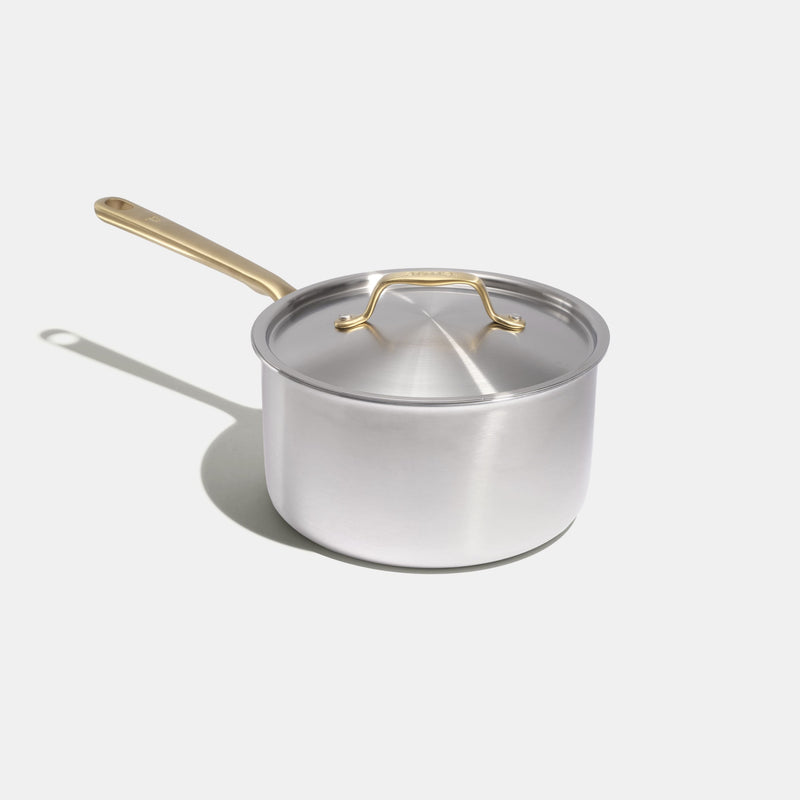 La casserole parfaite en inox, manche doré - 20 cm