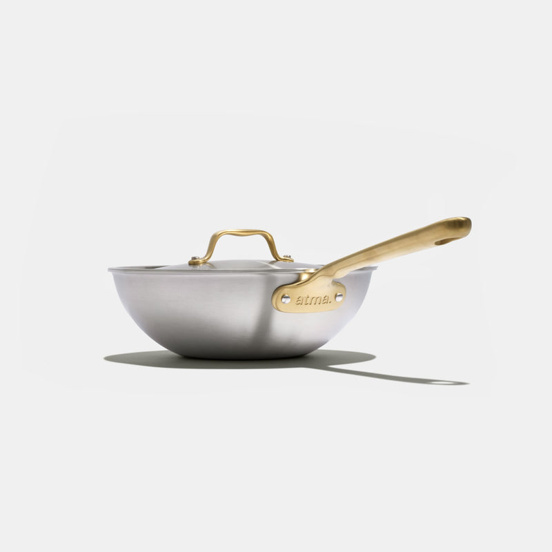 The Wok en inox, manche doré - 24 cm