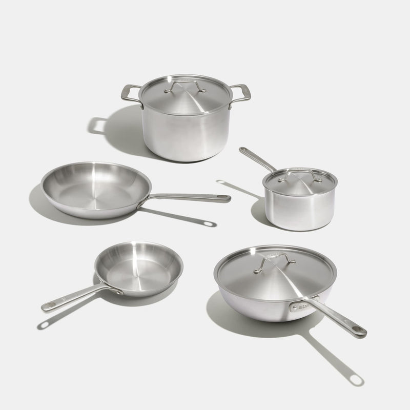 Batterie de cuisine en inox, 9 pièces - Stock
