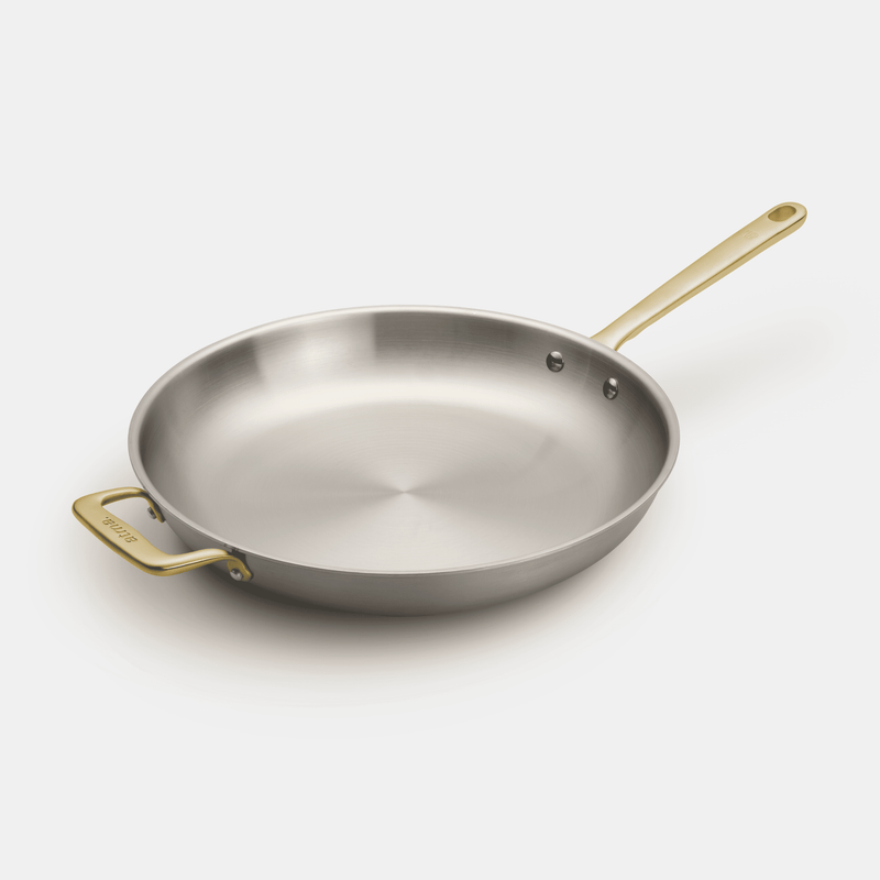 La bonne poêle en inox, manche doré - 32 cm