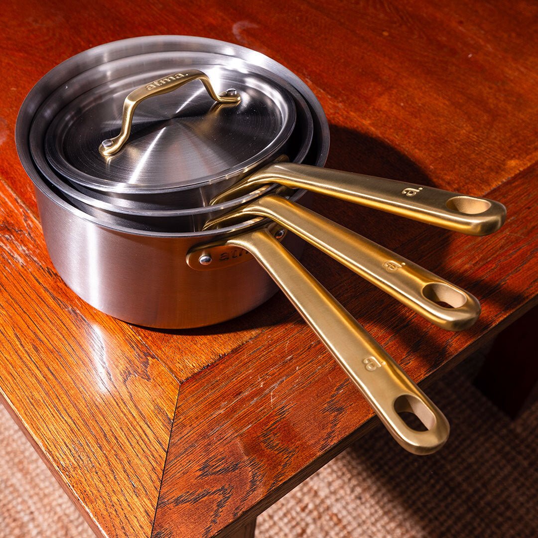 La casserole parfaite en inox, manche doré - 18 cm