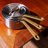 La casserole parfaite en inox, manche doré - 18 cm