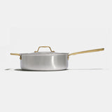 La sauteuse idéale en inox, manche doré - 26 cm