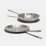 Le duo bonne poêle de 26cm et crêpière, inox 3-plis