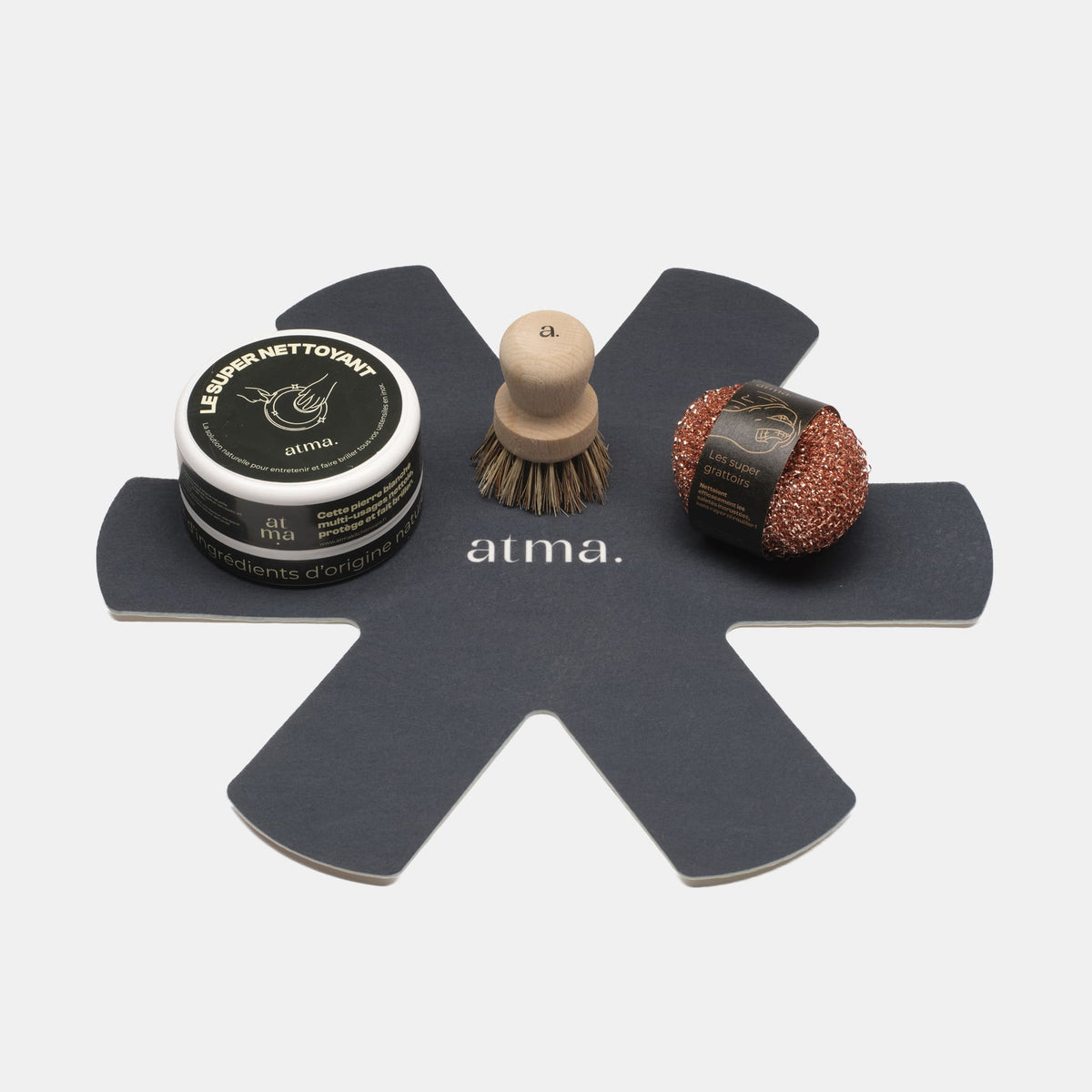 Batterie de cuisine en inox avec manches dorés, 7 pièces