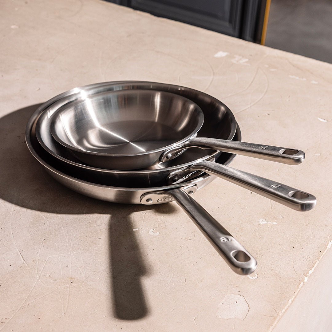 Pack Brigade - Set de 3 poêles en inox - Stock