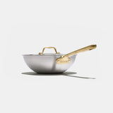 The Wok en inox, manche doré - 24 cm