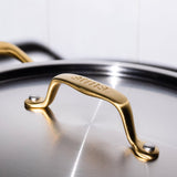 The Wok en inox, manche doré - 28 cm